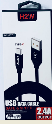 DC-6TC 6.6ft USB A to Type - C Fast Charge & Sync Cable - Black