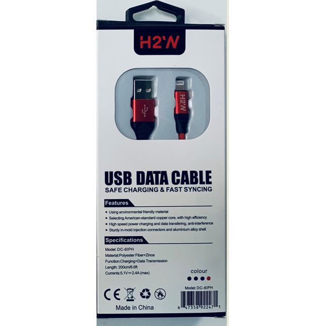 DC-6IPH 6.6ft USB A Lightning Fast Charge & Sync Cable - Red