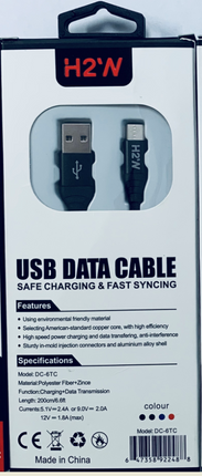 DC-6TC 6.6ft USB A to Type - C Fast Charge & Sync Cable - Black