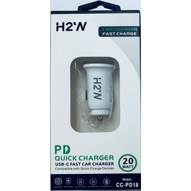 20W USB-C Car Quick Charger - White