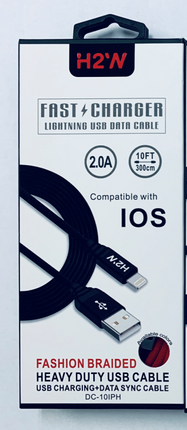 DC-10IPH 10ft USB A to Lightning Fast Charge & Sync Cable - Black/Blue/Red/Silver