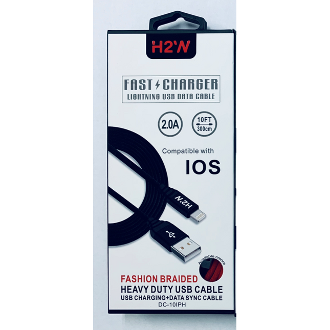 DC-10IPH 10ft USB A to Lightning Fast Charge & Sync Cable - Black/Blue/Red/Silver