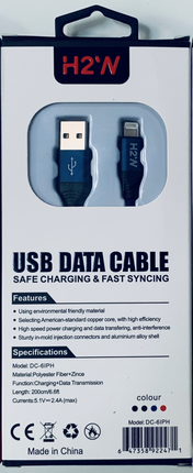 DC-6IPH 6.6ft USB A Lightning Fast Charge & Sync Cable - Blue