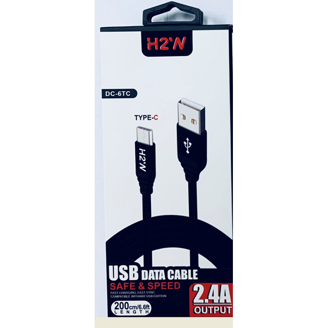 DC-6TC 6.6ft USB A to Type - C Fast Charge & Sync Cable - Black