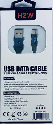 DC-6TC 6.6ft USB A to Type - C Fast Charge & Sync Cable - Blue