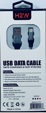 DC-6TC 6.6ft USB A to Type - C Fast Charge & Sync Cable - Silver