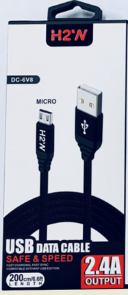 DC-6V8 6.6ft USB A to MicroUSB Fast Charge & Sync Cable - Black