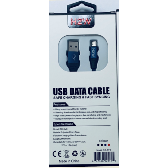 DC-6V8 6.6ft USB A to MicroUSB Fast Charge & Sync Cable - Blue