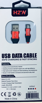 DC-6V8 6.6ft USB A to MicroUSB Fast Charge & Sync Cable - Red