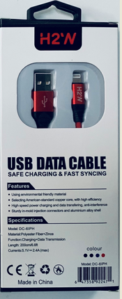 DC-6IPH 6.6ft USB A Lightning Fast Charge & Sync Cable - Red