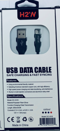 DC-6V8 6.6ft USB A to MicroUSB Fast Charge & Sync Cable - Black