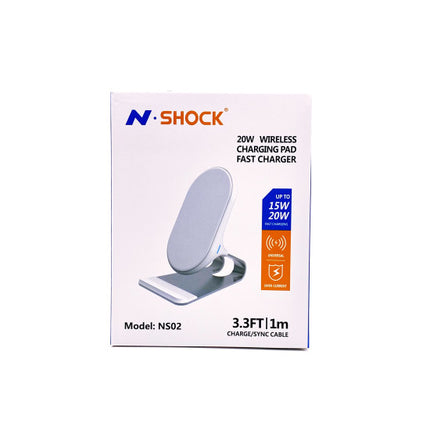 N-Shock 20W Dual Coils Wireless Charger-White