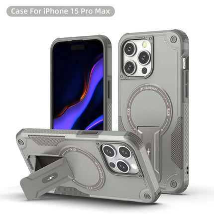 Heavy Duty Magnetic Kickstank Case Cover - Grey