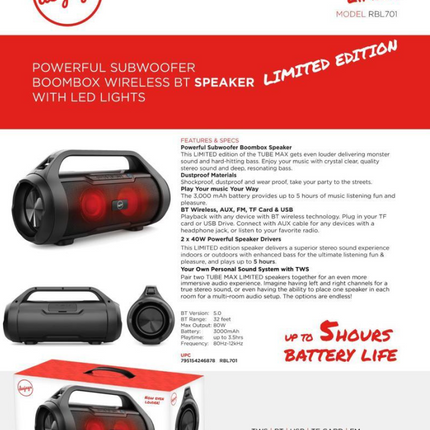 Rebel Tube Max Limited BT Speaker