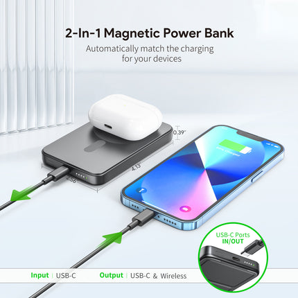 5000mAh Magnetic Wireless Charging