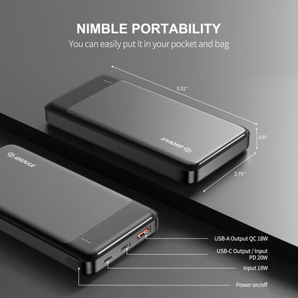 EP26:10000mAh PD20W&QC18W POWER BANK - Black