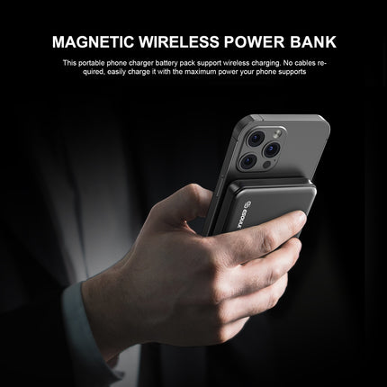 EP31: 5000mAh 5W MAGNETIC WIRELESS POWER BANK - BLACK