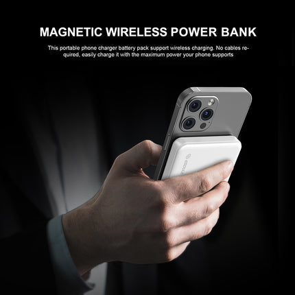 EP31: 5000mAh 5W MAGNETIC WIRELESS POWER BANK  - WHITE