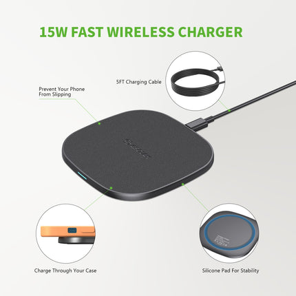 EW06:15W QI WIRELESS CHARGER - Black