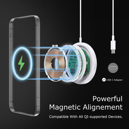 15W MAGNETIC WIRELESS CHARGER - WHITE