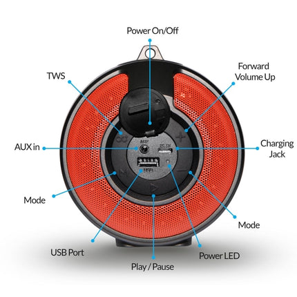 AXESS Portable 3” LED Bluetooth Speaker SPBL1010